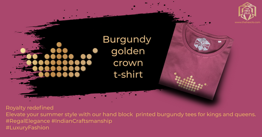 Crowned in Royalty: Burgundy T-shirts Hand-Printed with Regal Crown