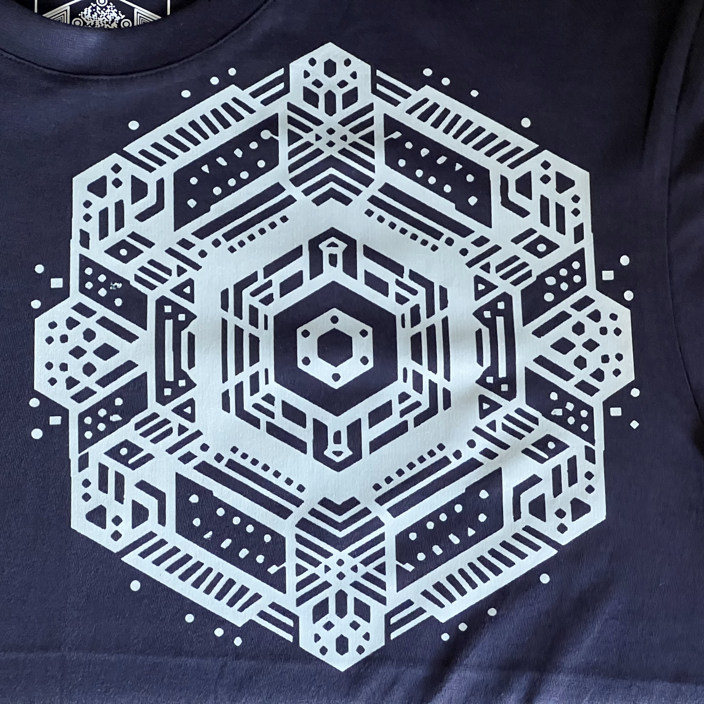 Navy Oversized Cotton T-shirt with Print, HEX Design, 100% Cotton