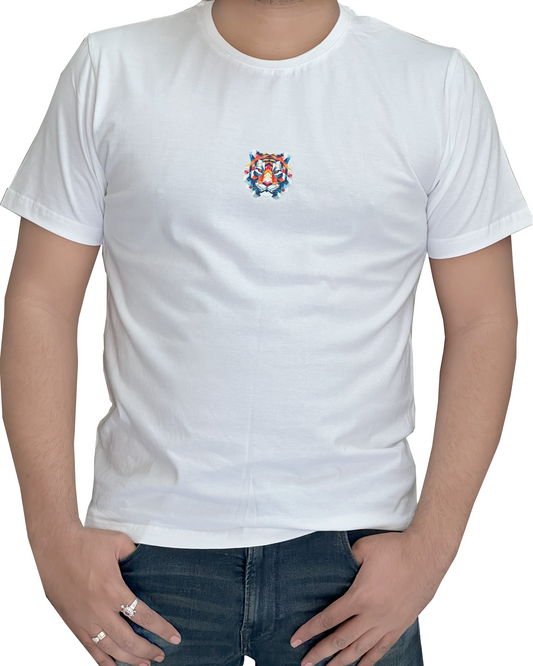 Minimal Abstract Tiger Design T-Shirt, 100% Cotton