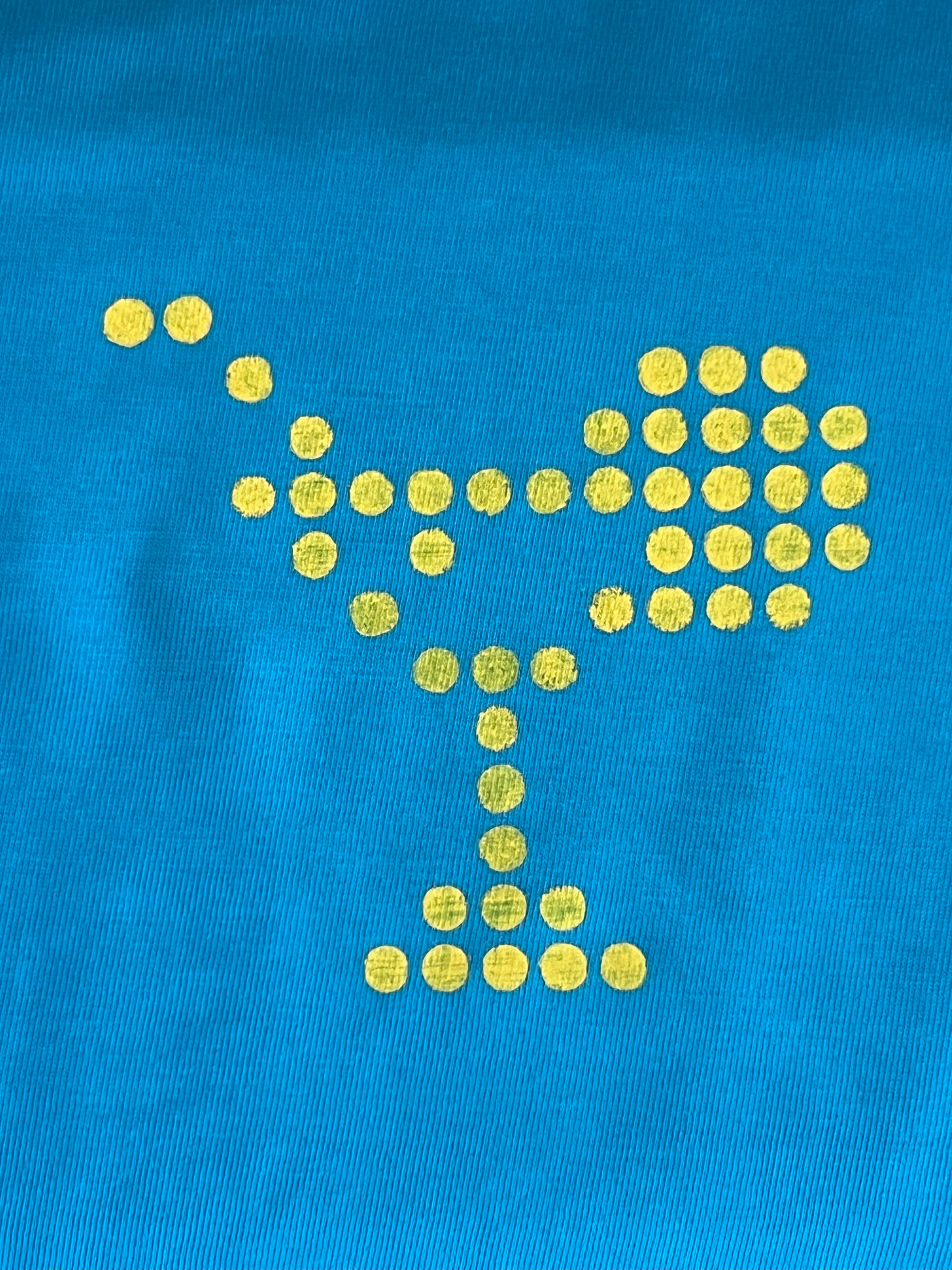 Turquoise Blue Tee with Hand-Printed Lemonade Design