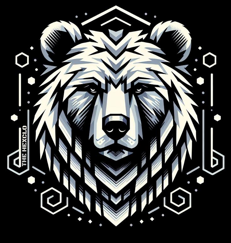 Grizzly Bear Graphic Print Black T-Shirt, 100% Cotton: THE HEXCLO