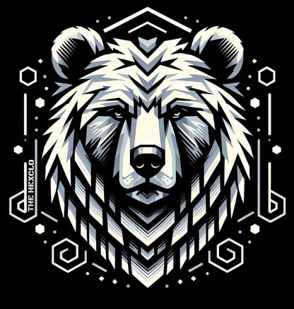 Grizzly Bear Graphic Print Black T-Shirt, 100% Cotton: THE HEXCLO