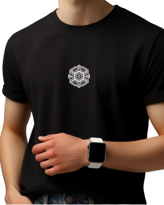 Black Hex Arch Graphic Print T-Shirt, 100% Cotton: THE HEXCLO