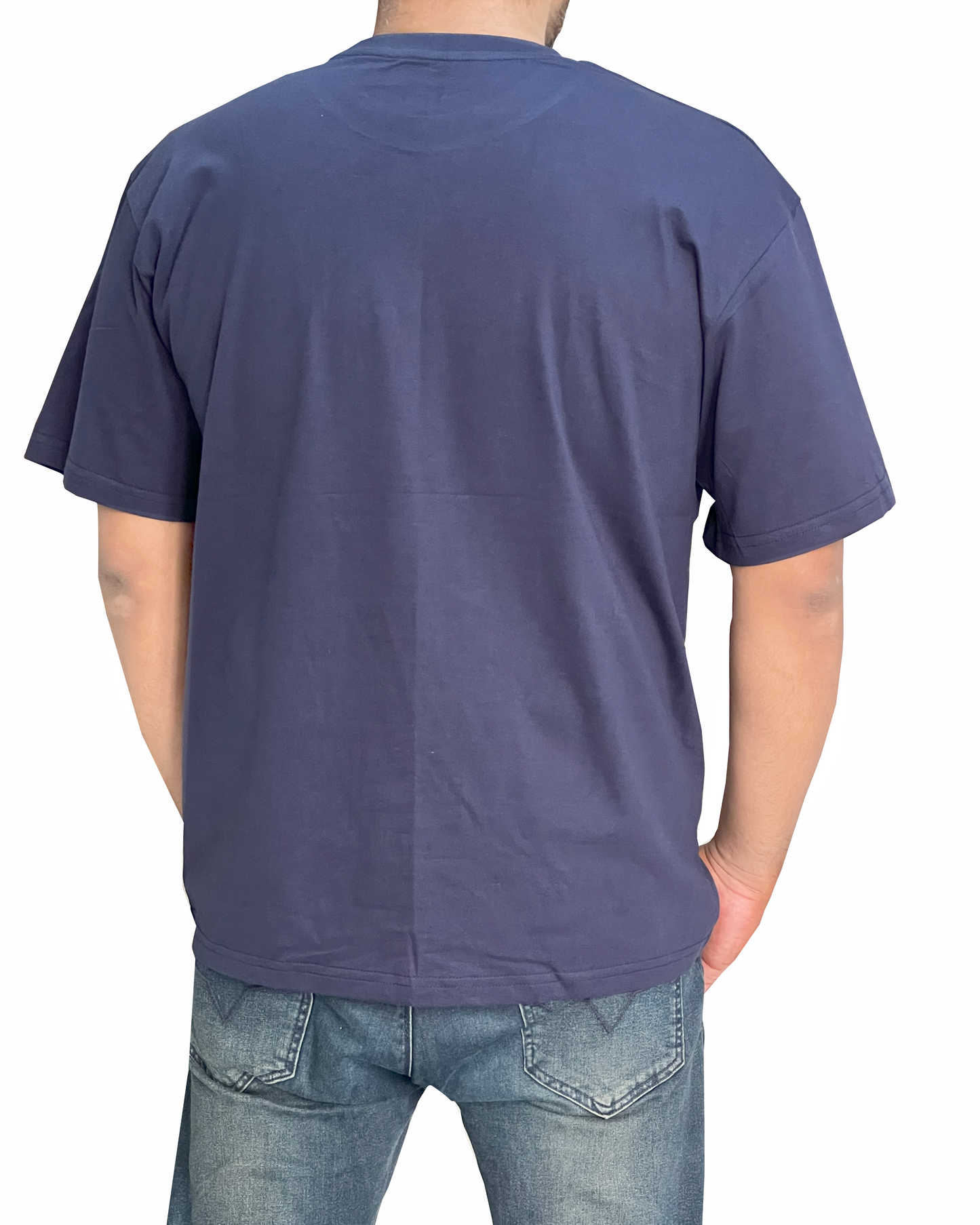 Navy Oversized Cotton T-shirt with Print, HEX Design, 100% Cotton