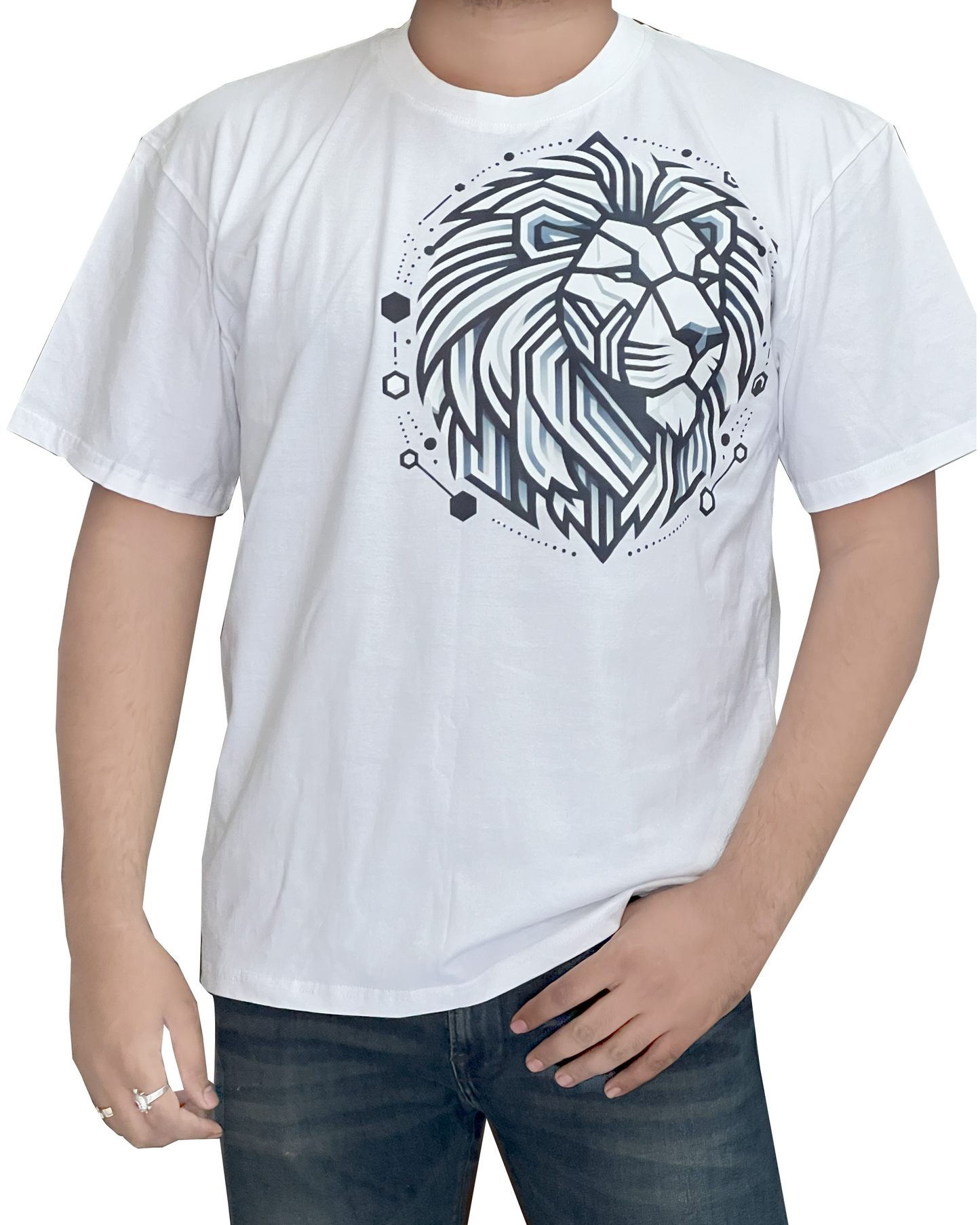 Lion Oversized Cotton T-shirt with Print, 100% Cotton