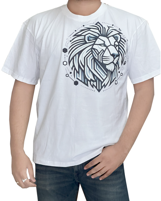 Lion Oversized Cotton T-shirt with Print, 100% Cotton